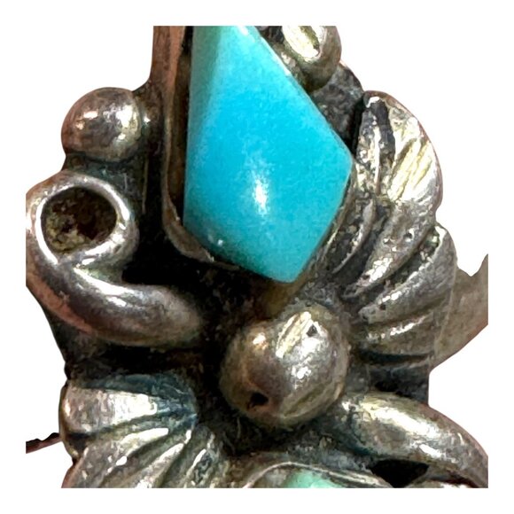 Vintage Sterling Silver Navajo Ring Turquoise Size 4 Handcrafted Native American - Picture 12 of 15